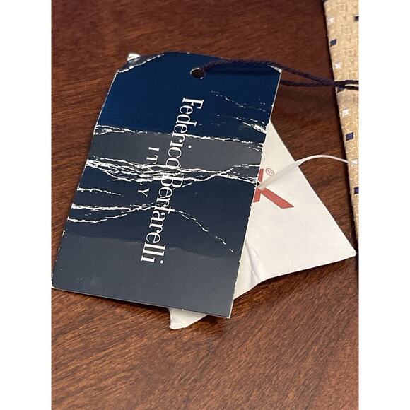 Federico Bertarelli Italy Gold Blue 100% Silk Men’s Meck Tie Made In Italy - Picture 8 of 10